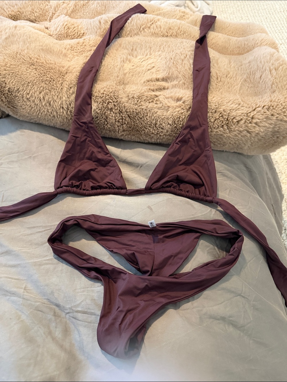 Women’s Plum Triangle Tie Bikini Set